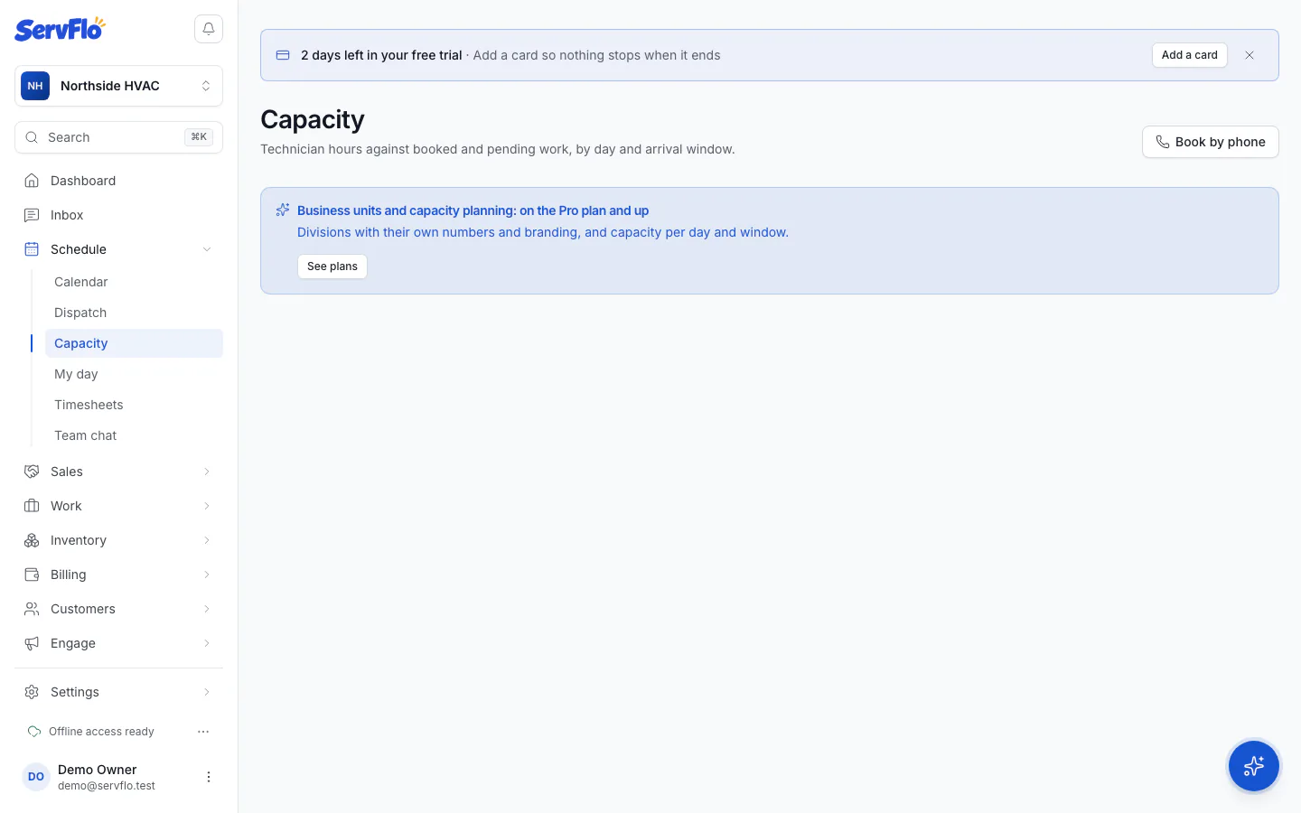 The capacity Planning board