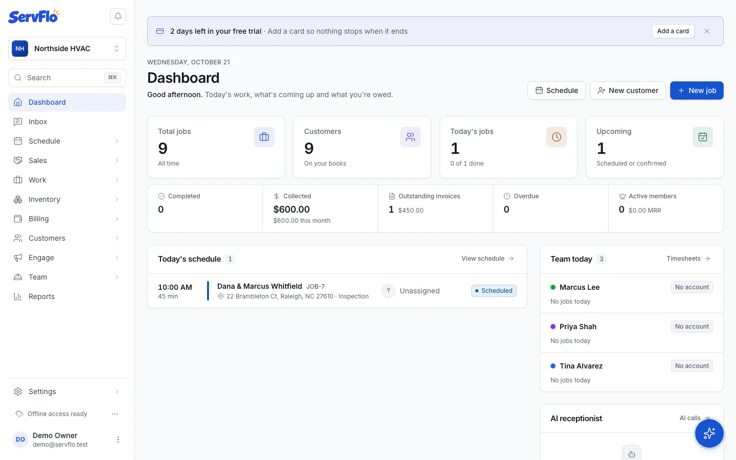 The dashboard's Welcome! Let's get you set up checklist