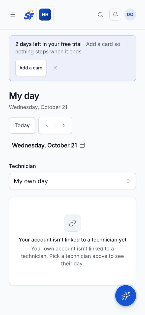 Choosing a membership plan on the technician's phone