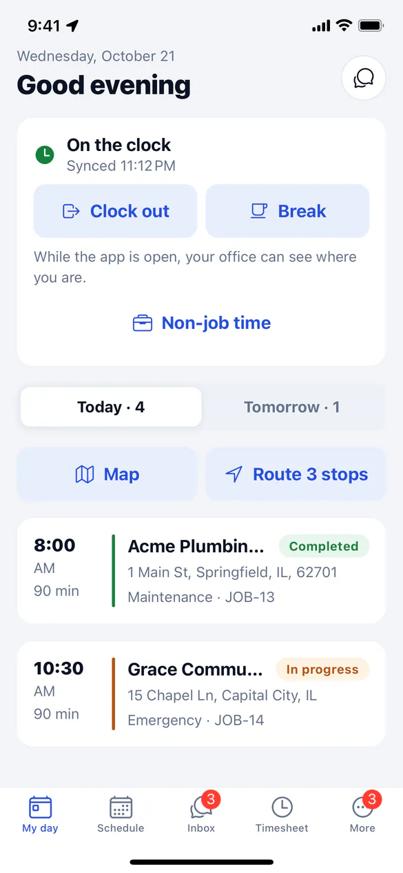 My day in the ServFlo Tech app