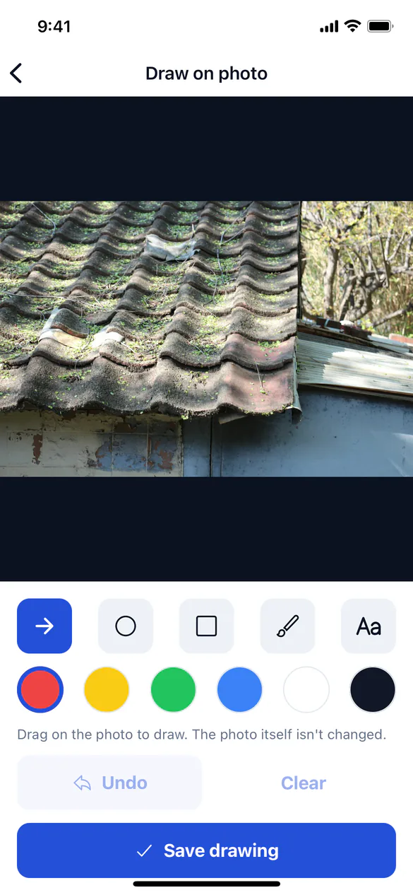 Drawing on a job photo before saving it