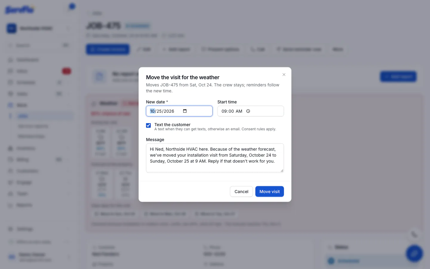 Move the visit for the weather dialog